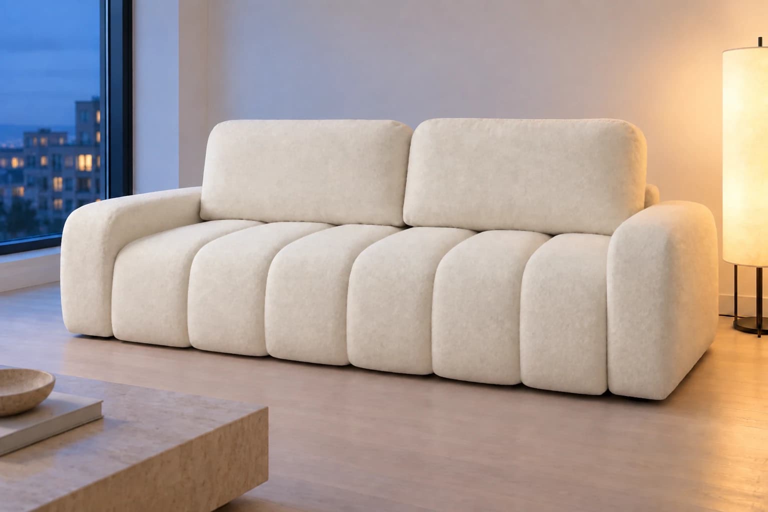 Sofa IBIZA wieczorem przy świetle lampy