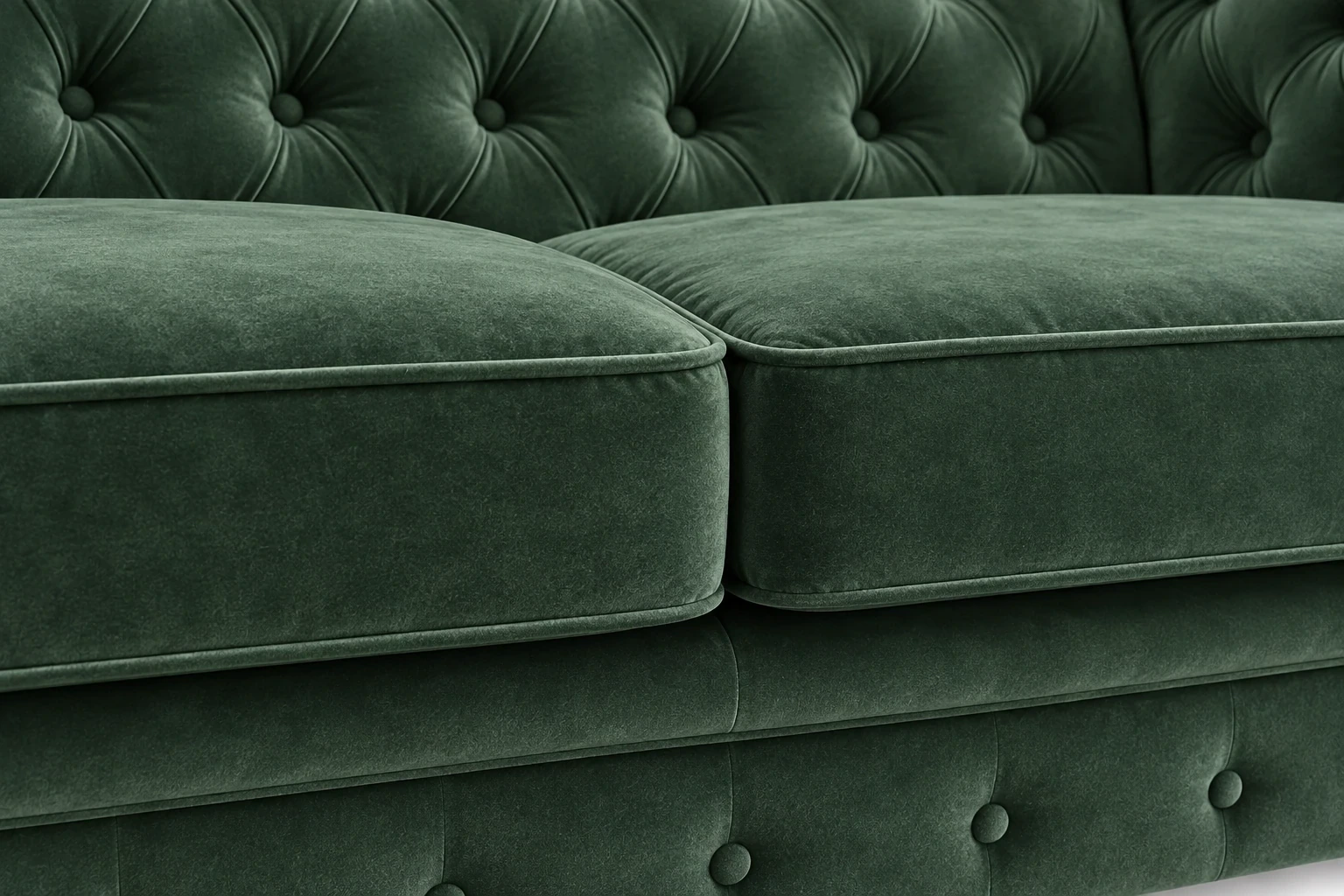 Sofa CHESTERFIELD - detal siedziska, Salvador 07 zielony