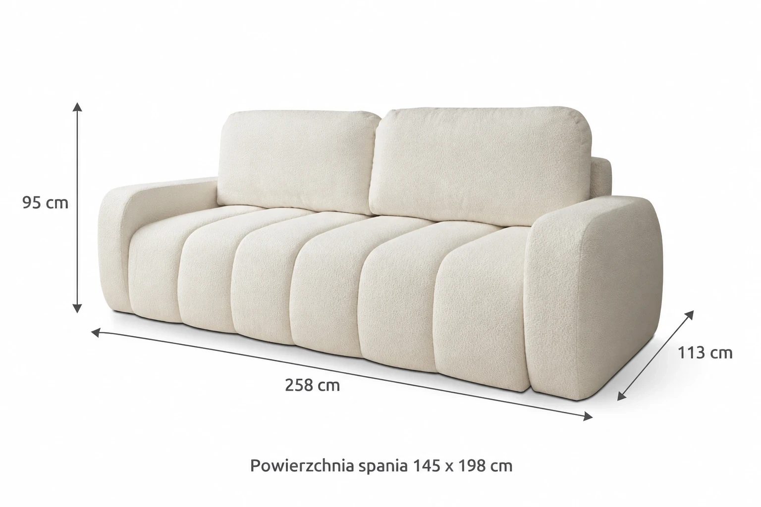 Sofa IBIZA - wymiary: 258 × 113 × 95 cm