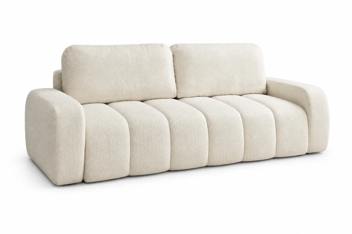 Sofa IBIZA - packshot trzy czwarte, kremowe bouclé