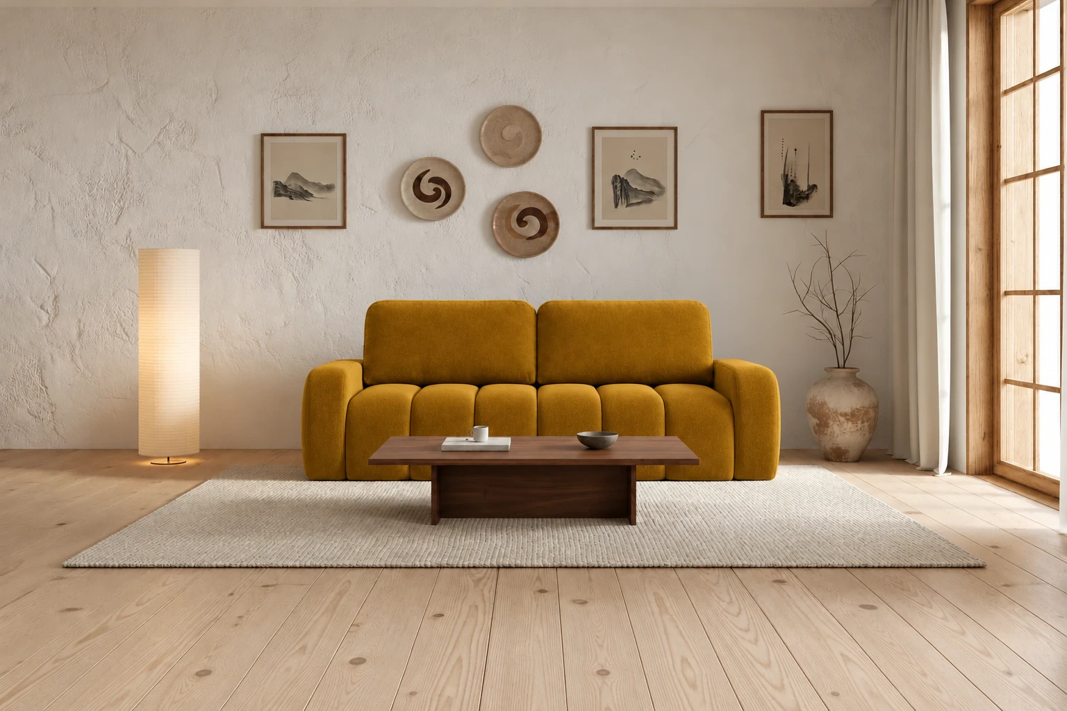 Sofa IBIZA 258 cm - aranżacja we wnętrzu, Salvador 09 złoty