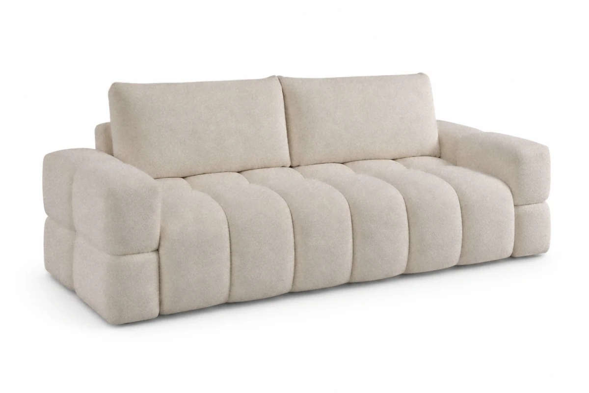 Sofa ISSORO - packshot trzy czwarte, kremowe bouclé