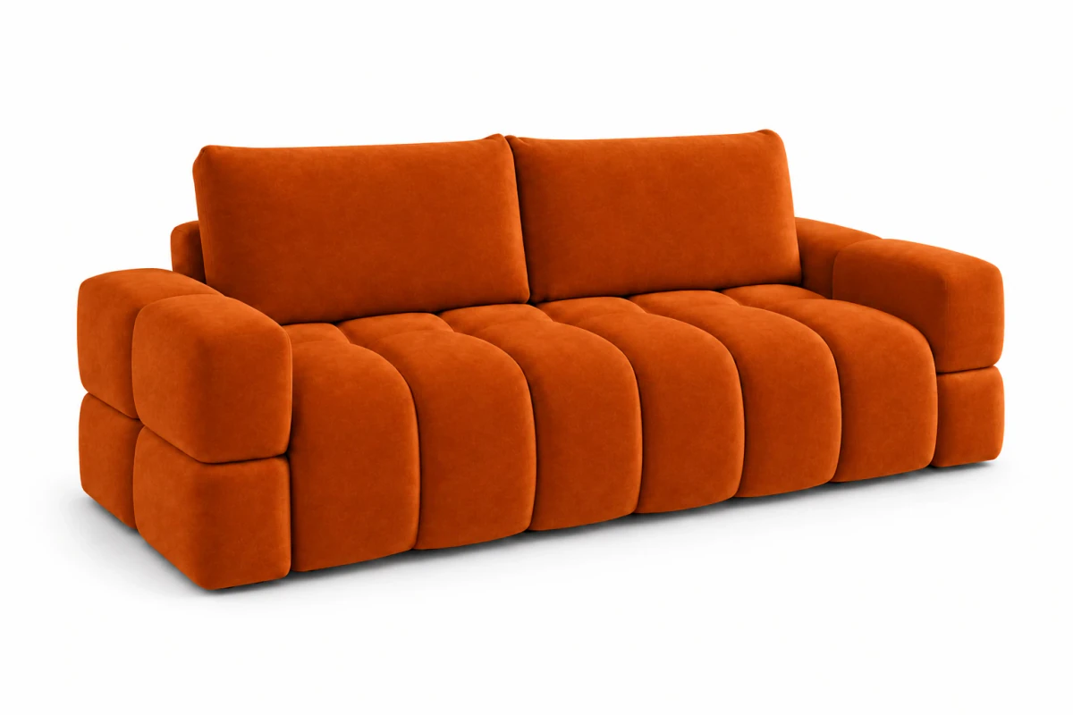 Sofa ISSORO 252 cm - widok z ukosa, Salvador 14 pomarańczowy