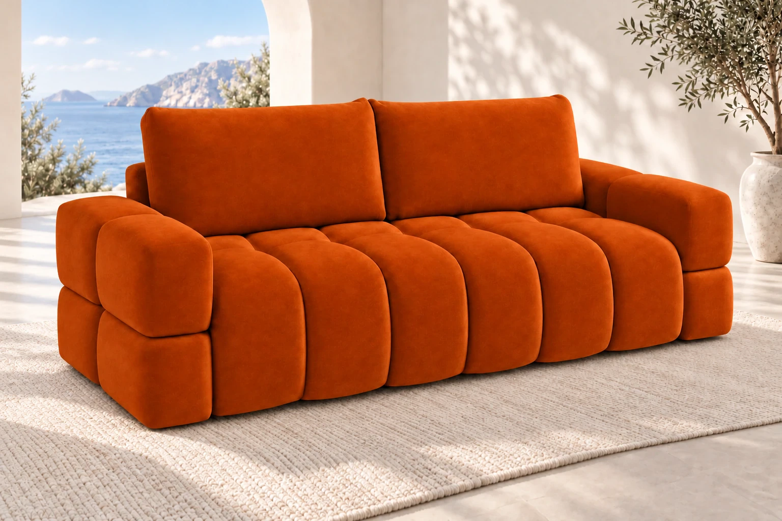 Sofa ISSORO 252 cm - aranżacja we wnętrzu, Salvador 14 pomarańczowy