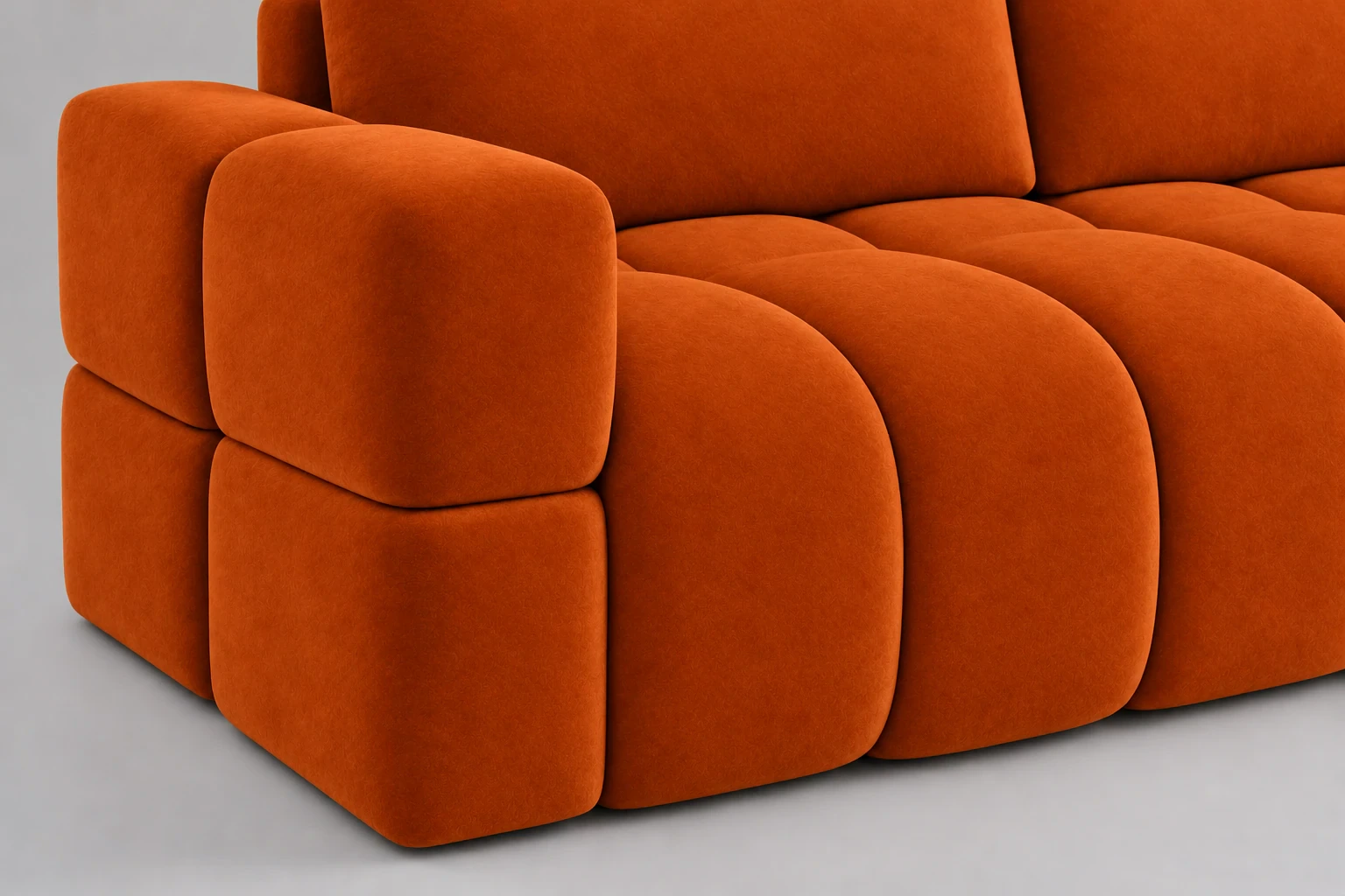 Sofa ISSORO 252 cm - detal siedziska, Salvador 14 pomarańczowy