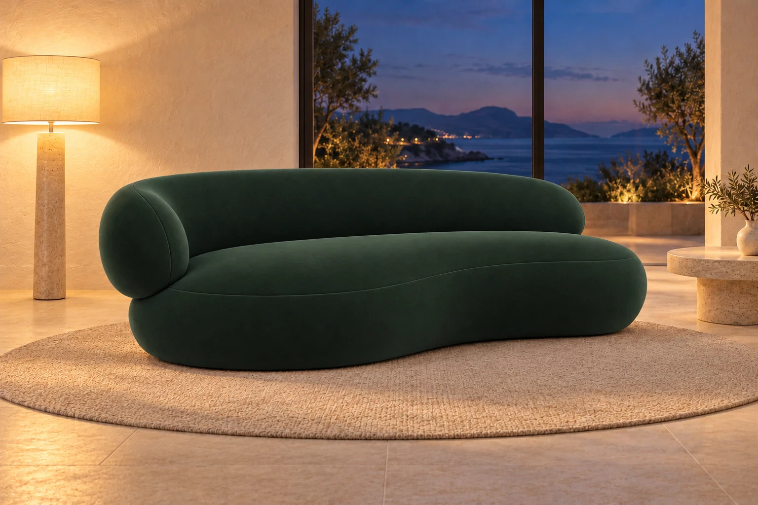 Sofa MYSTY lewa 192 cm - salon wieczorem, Salvador 07 zielony
