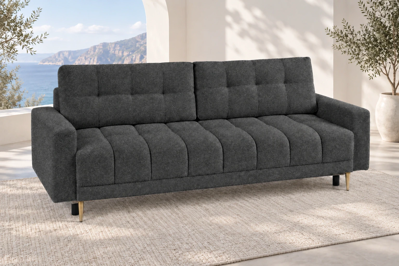 Sofa PRINCE 229 cm - aranżacja we wnętrzu, Fredo 40 grafit