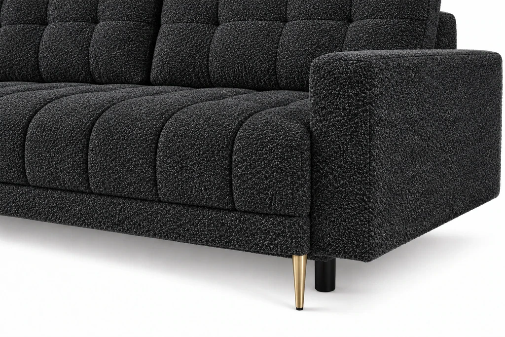 Sofa PRINCE 229 cm - detal podstawy, Fredo 40 grafit