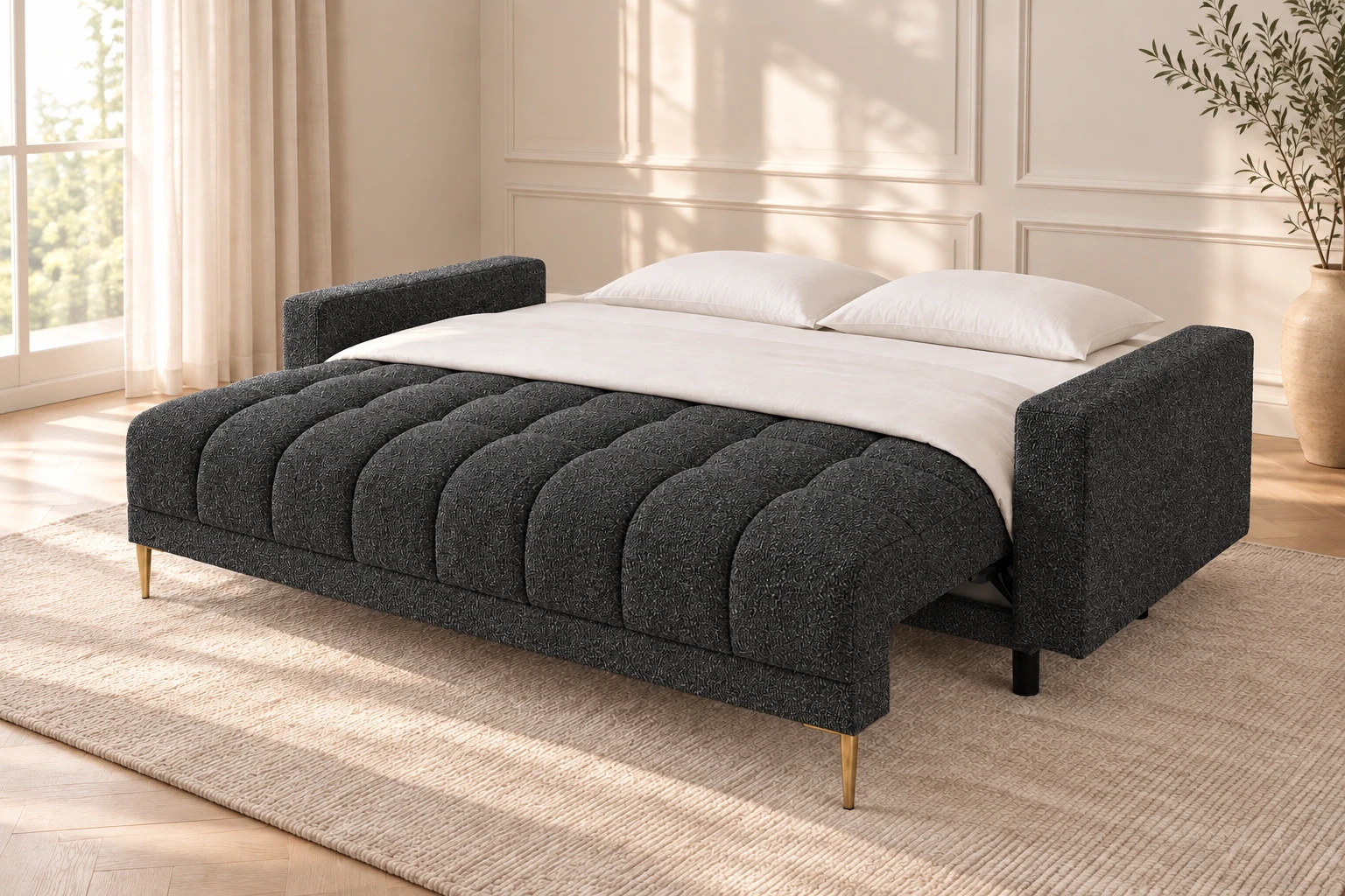 Sofa PRINCE 229 cm - funkcja spania, Fredo 40 grafit