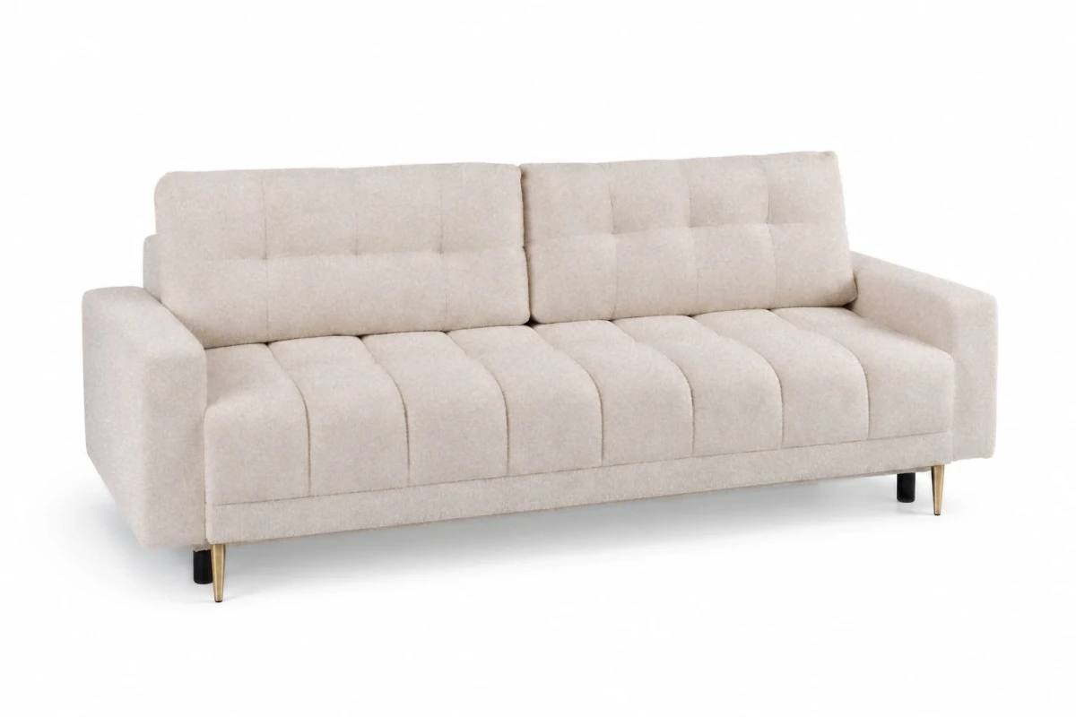 Sofa PRINCE - packshot trzy czwarte, kremowe bouclé