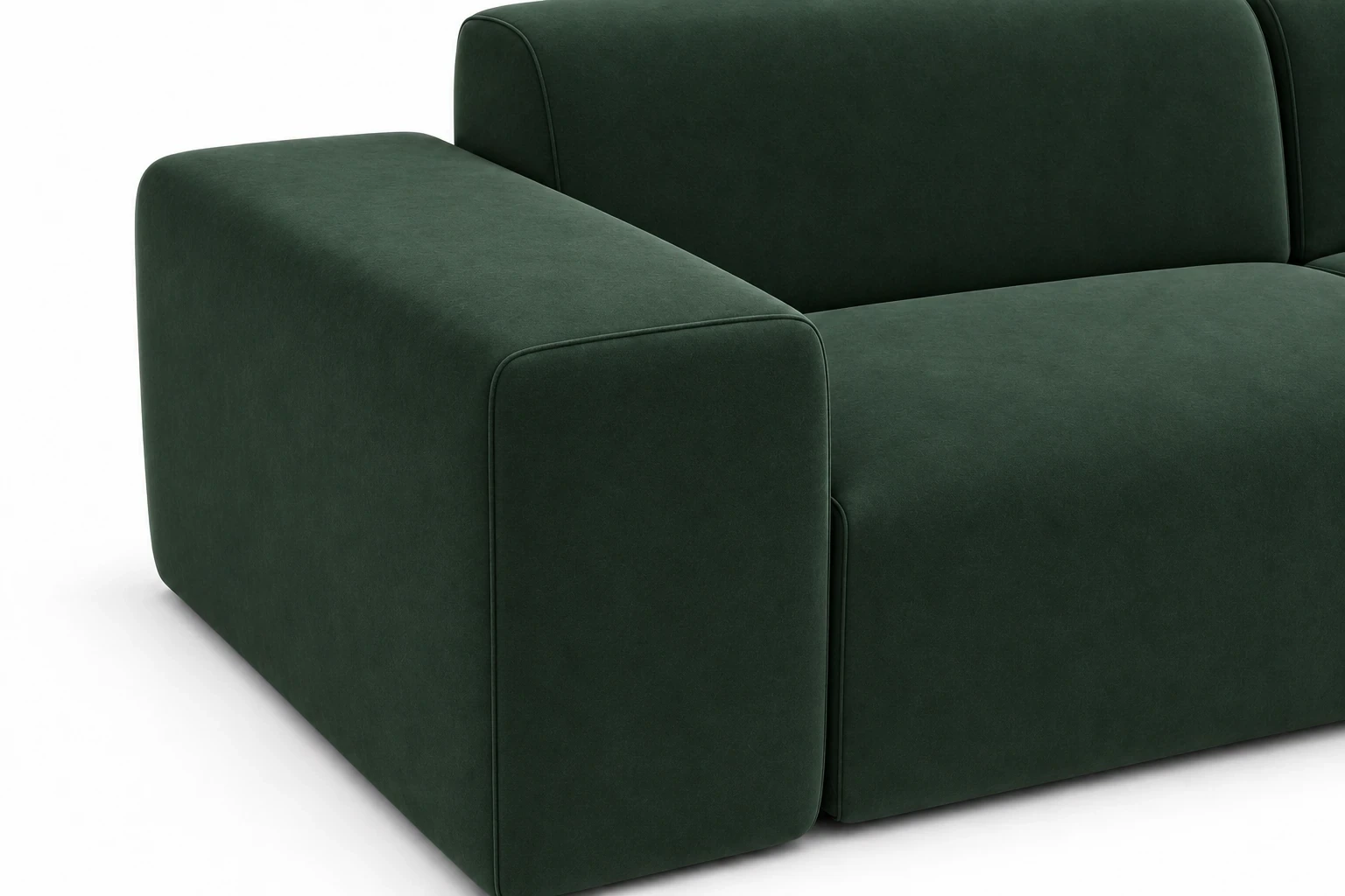 Sofa PYLLOW 3-osobowa 266 cm - detal krawędzi, Salvador 07 zielony