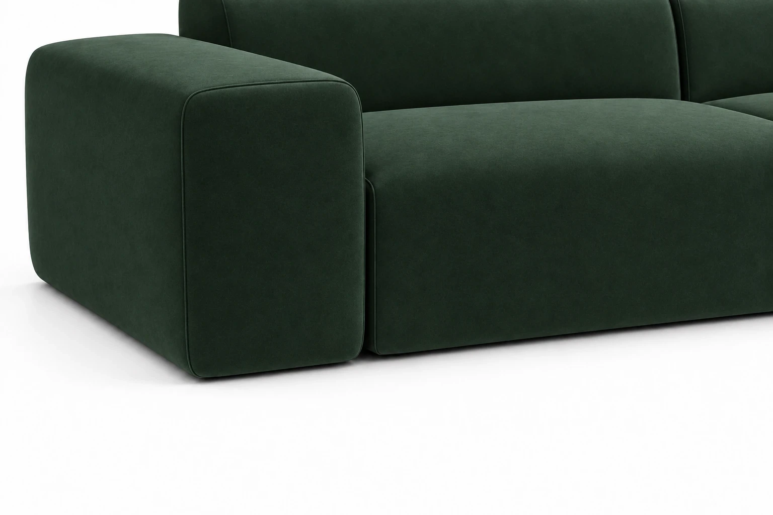 Sofa PYLLOW 3-osobowa 266 cm - detal podstawy, Salvador 07 zielony