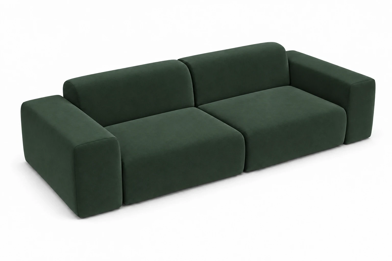 Sofa PYLLOW 3-osobowa 266 cm - widok z ukosa z góry, Salvador 07 zielony
