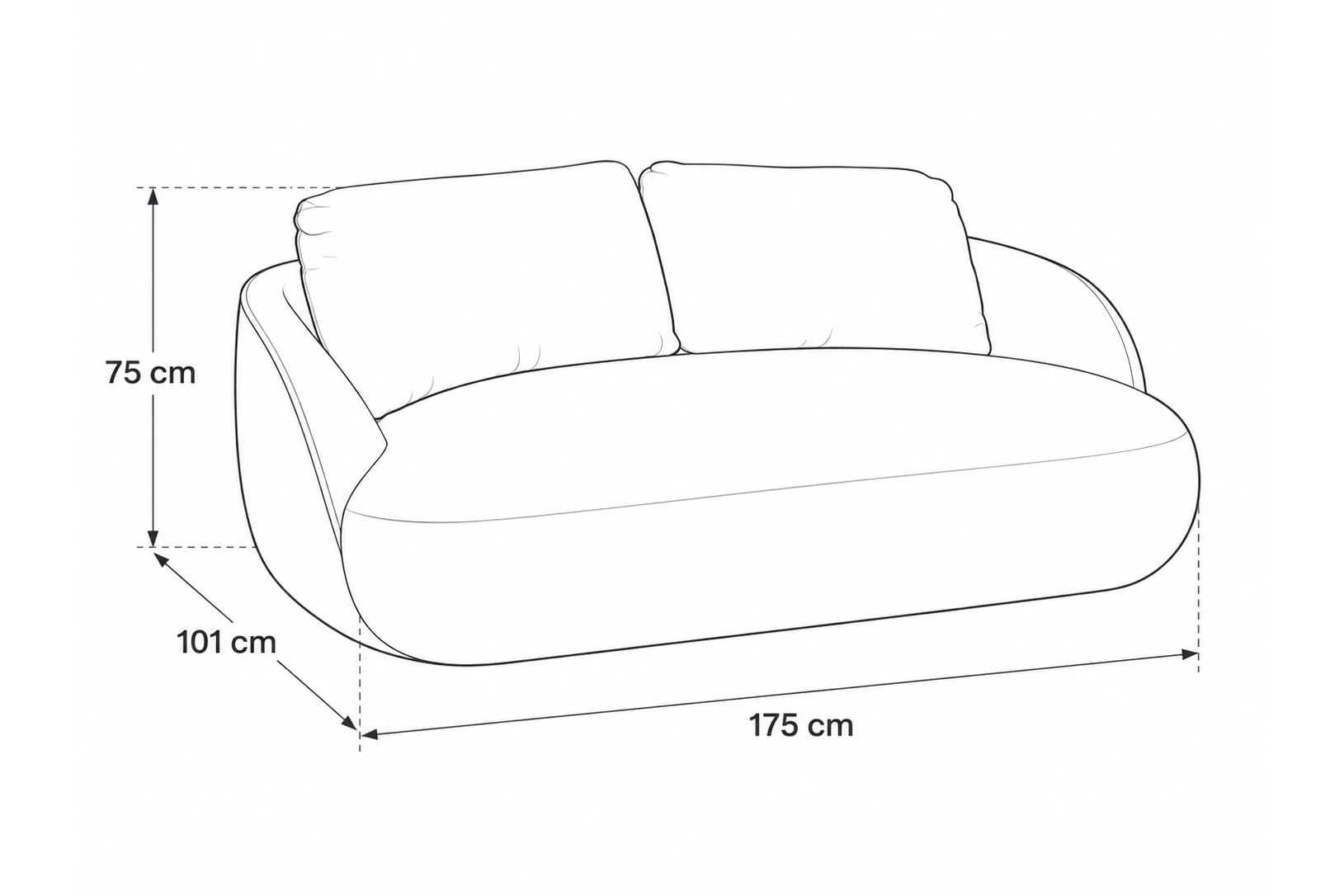 Sofa ALPINE - wymiary: 175 × 101 × 75 cm