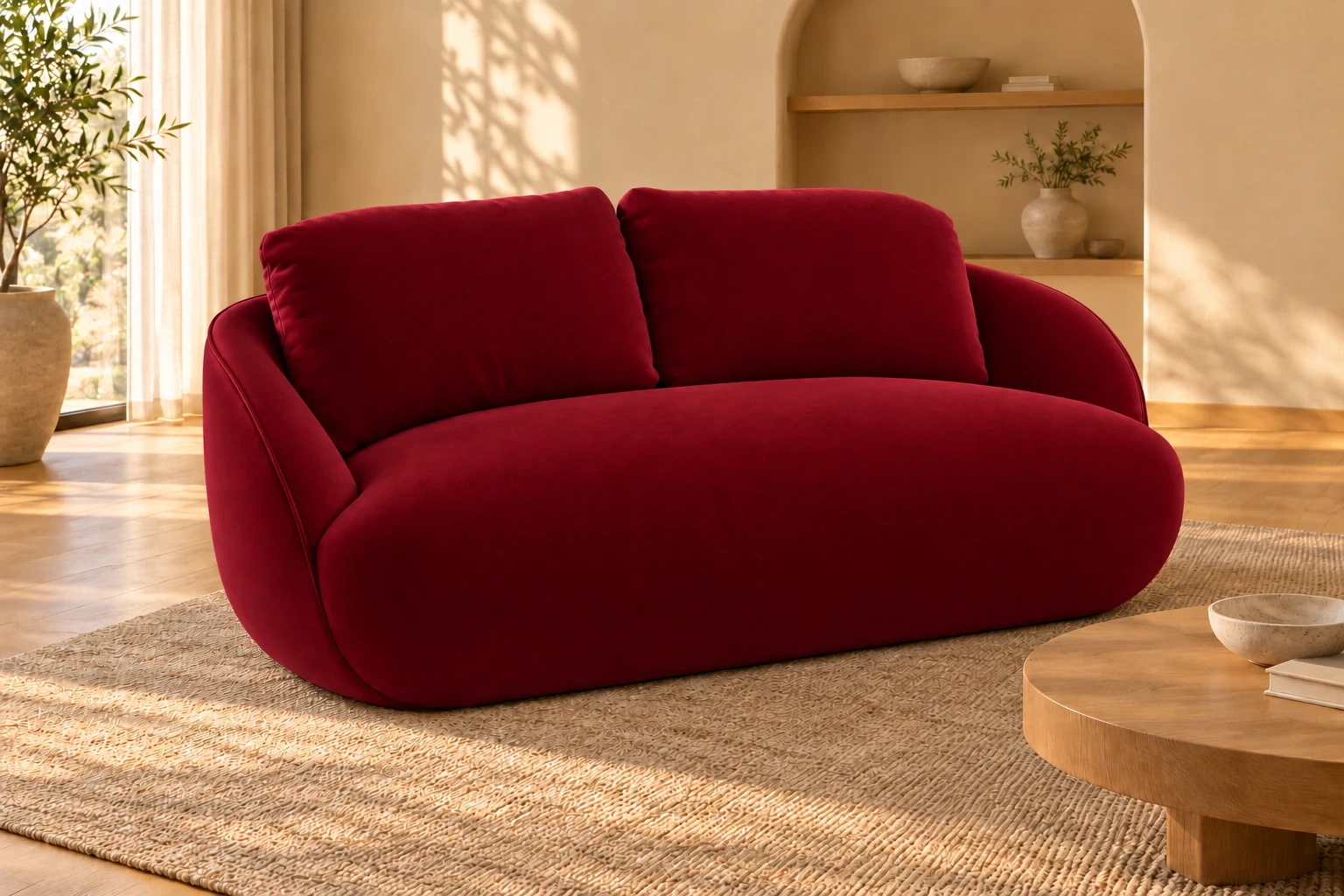 Sofa ALPINE 175 cm - salon w ciepłym świetle, Salvador 13 bordowy