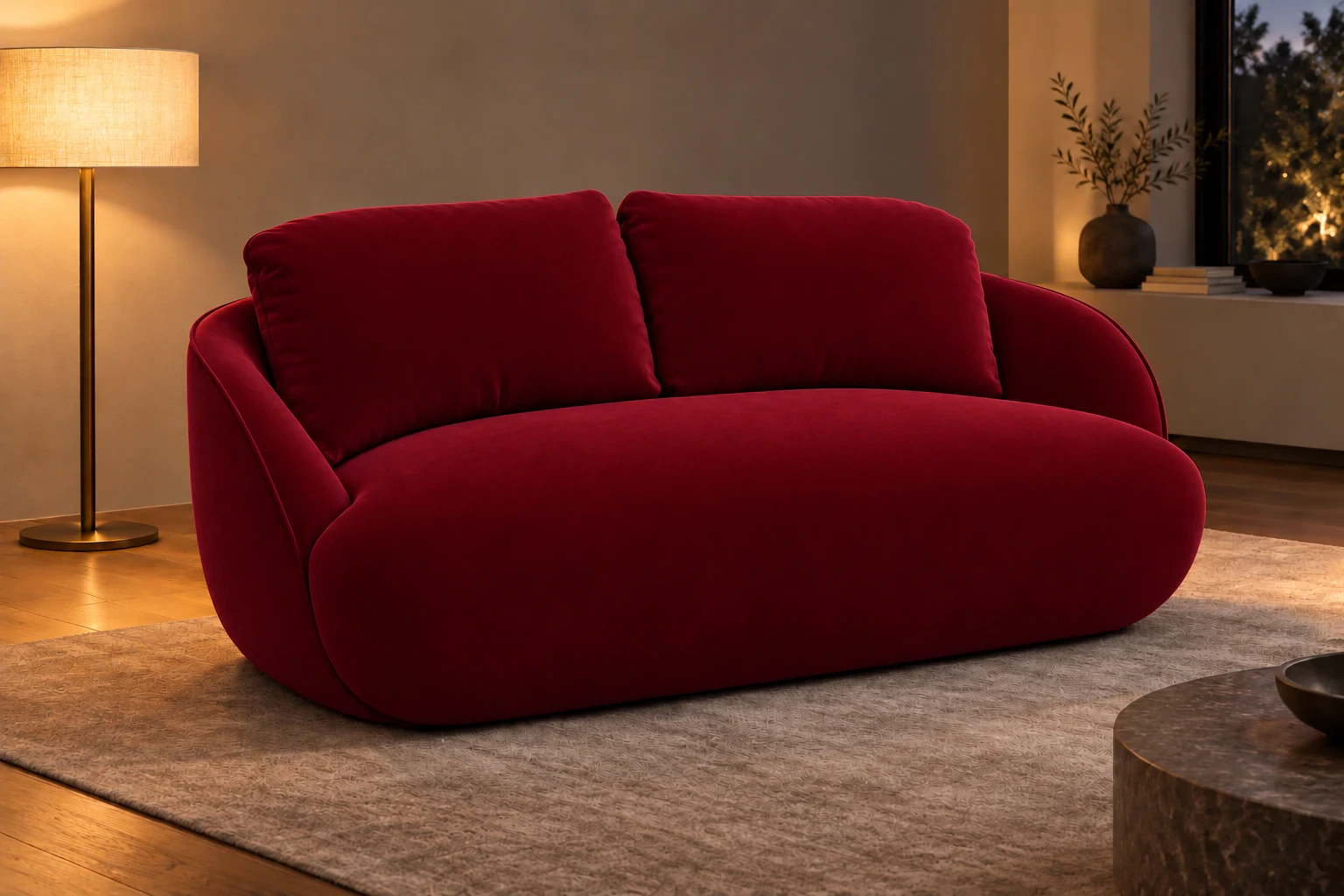 Sofa ALPINE 175 cm - salon wieczorem, Salvador 13 bordowy
