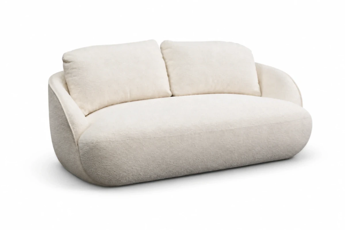 Sofa ALPINE - packshot trzy czwarte, kremowe bouclé