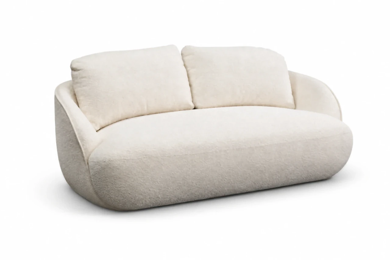 Sofa ALPINE - packshot trzy czwarte, kremowe bouclé