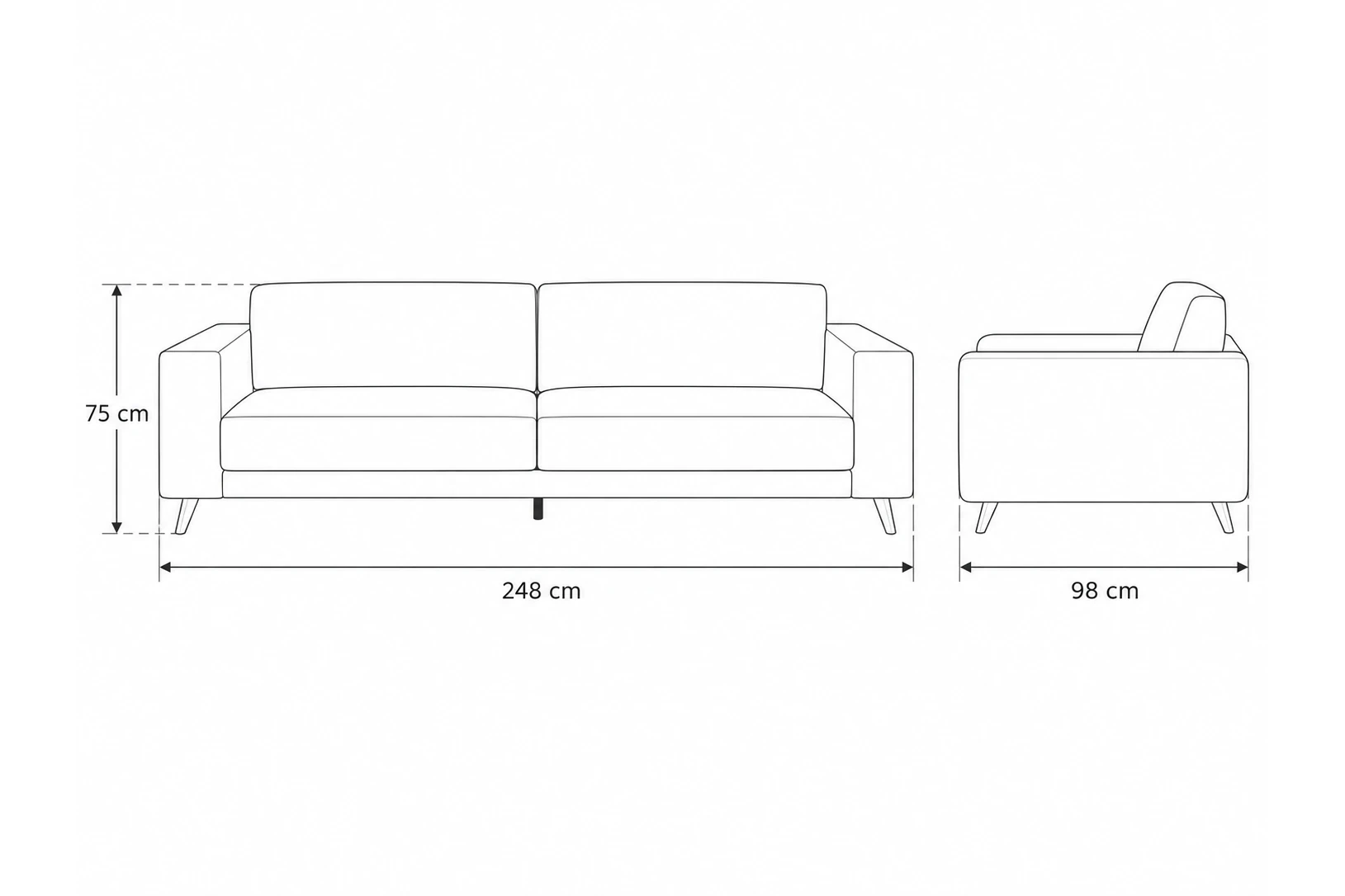 Sofa TYME - plansza wymiarów